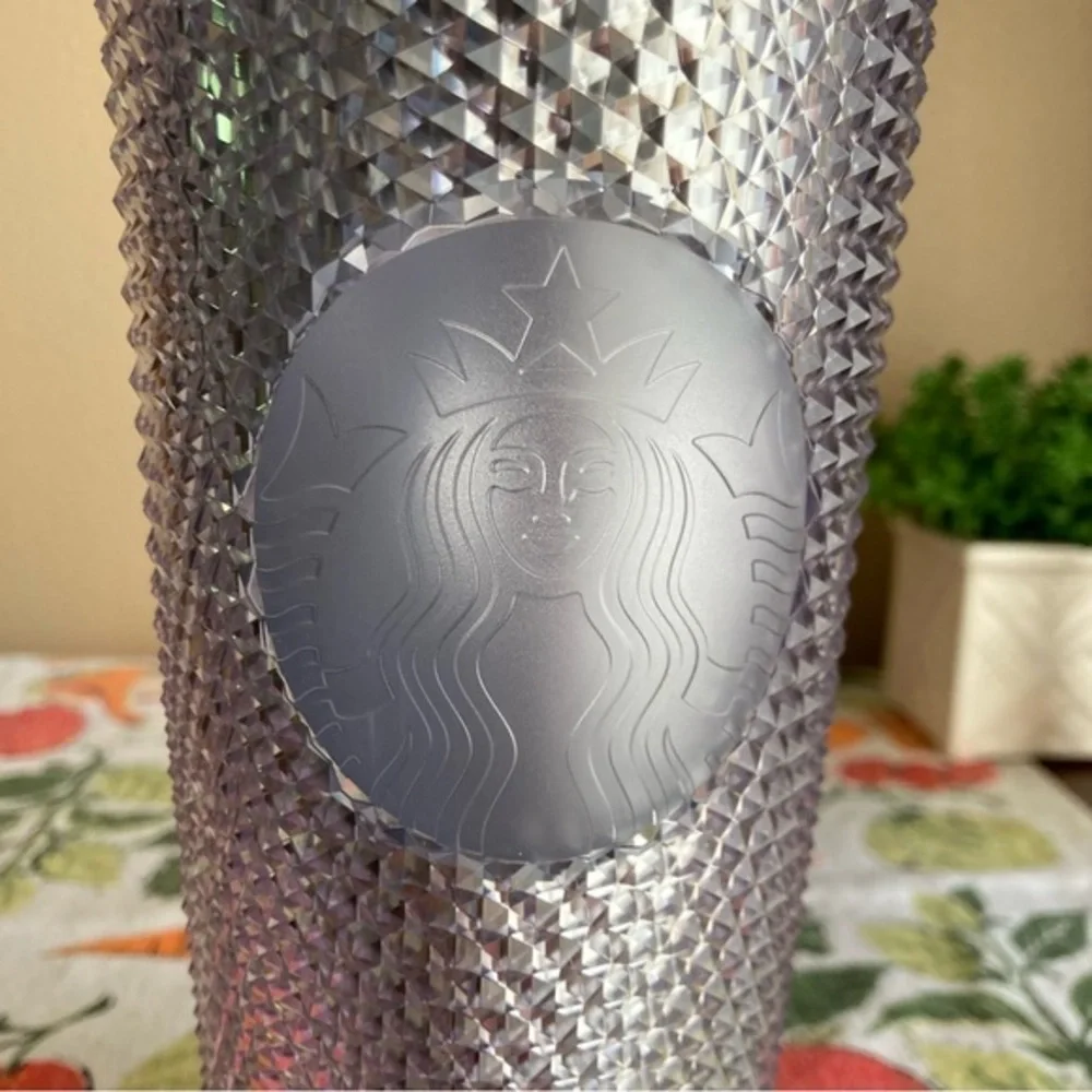 Starbucks Platinum silver stud tumbler MISSING STRAW